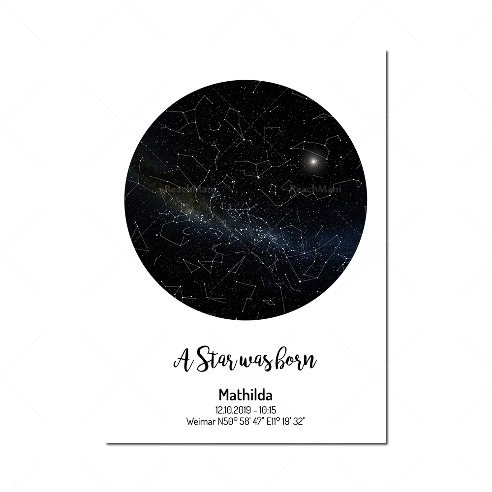 Künstlicher Eindruck der Mondp – Star Map Poster Bewertung und Preis