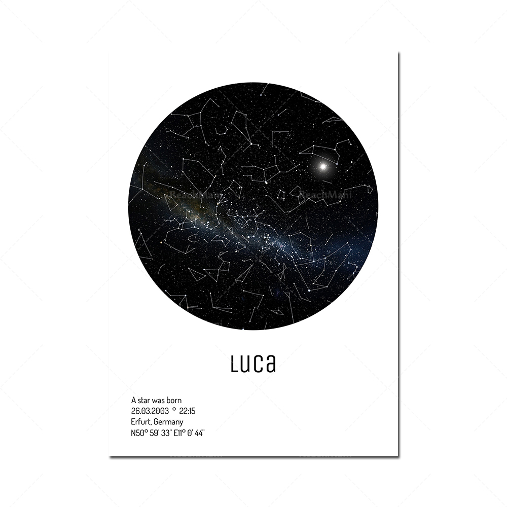 Künstlicher Eindruck der Mondp – Star Map Poster Bewertung und Preis